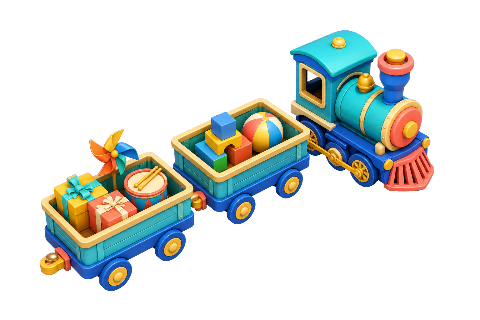 Toy delivery train carrying colorful cargo