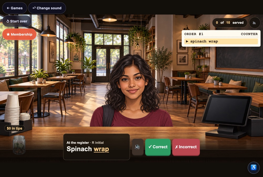 Order Up!: a customer at a coffee-shop counter ordering a spinach wrap