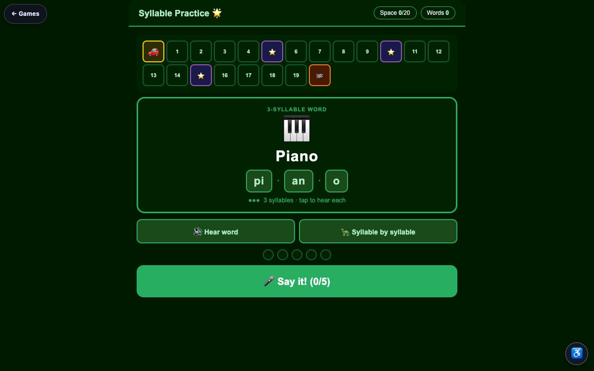Syllable Practice — screenshot