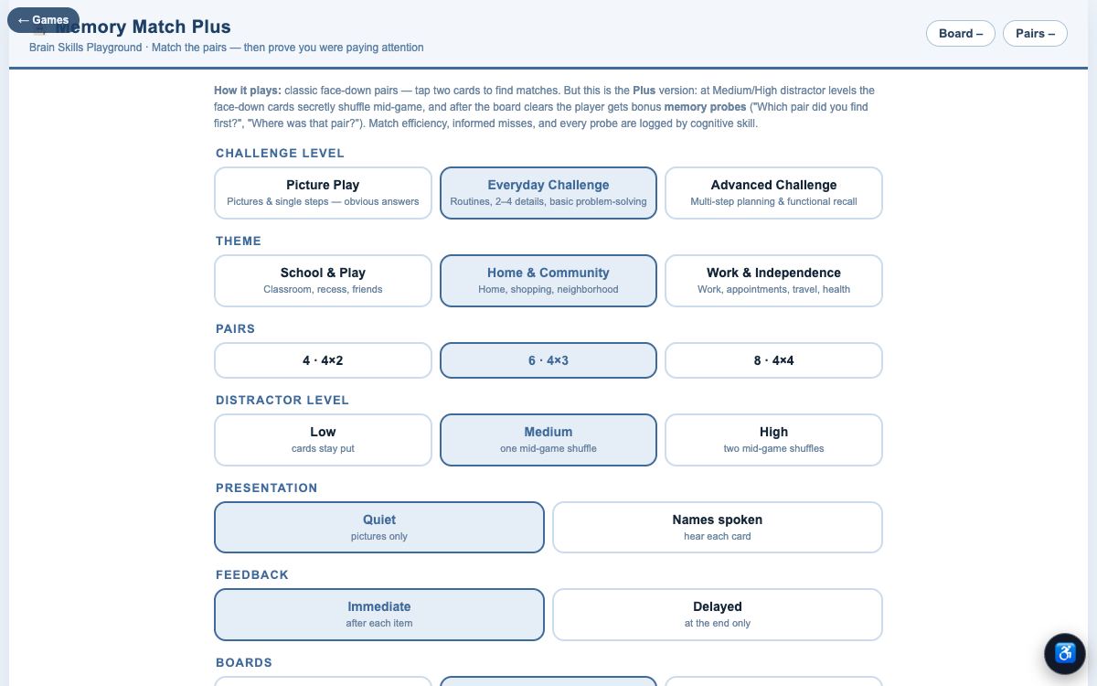 Memory Match Plus — screenshot