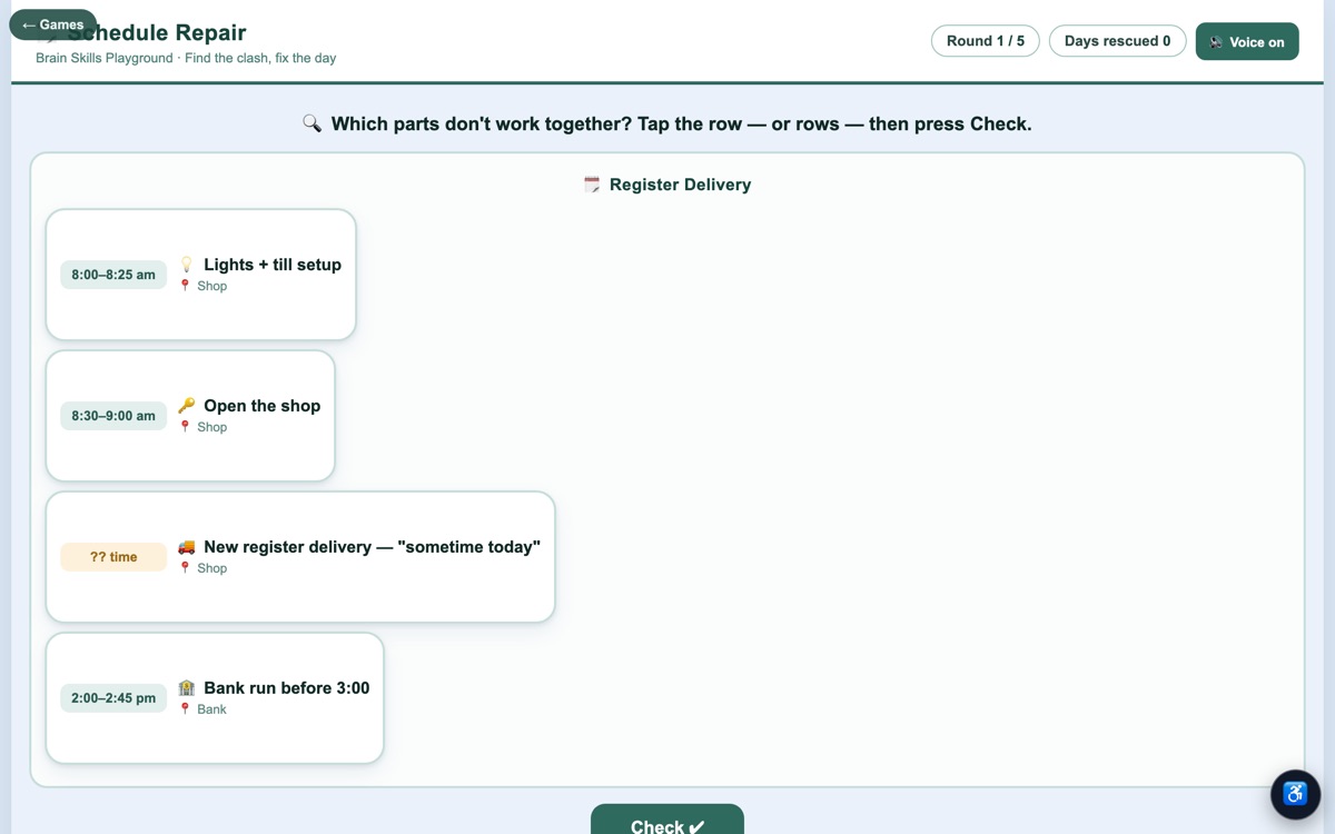 Schedule Repair — screenshot