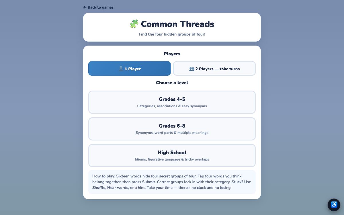 Common Threads — screenshot
