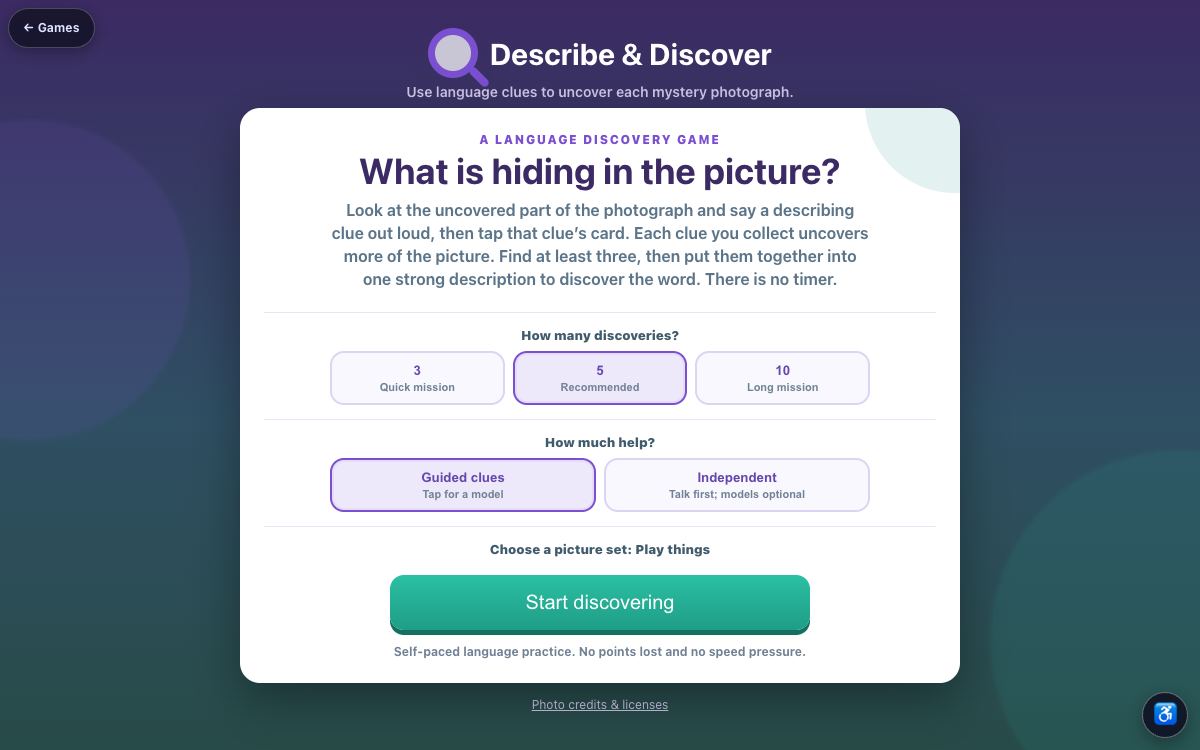 Describe & Discover — screenshot