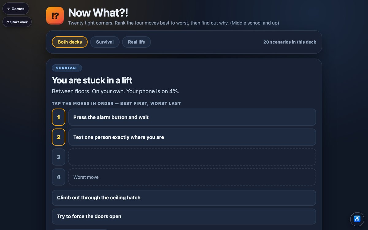 Now What?! — screenshot