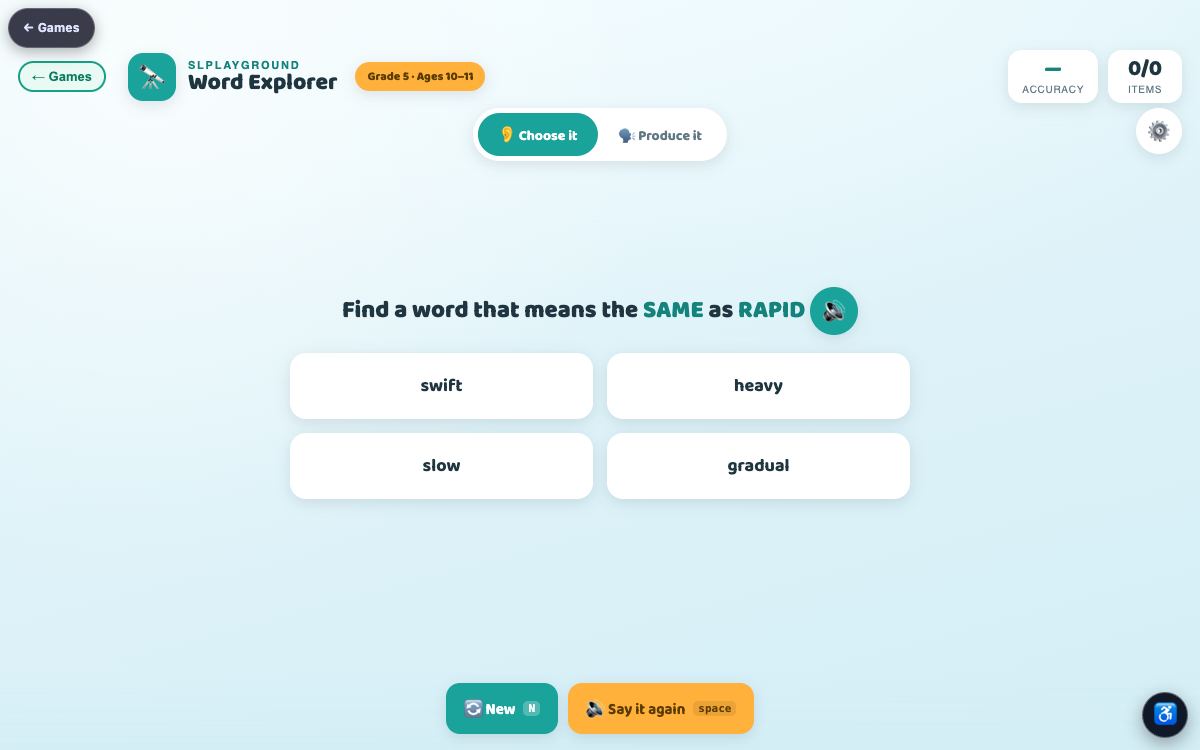 Word Explorer — Grade 5 — screenshot
