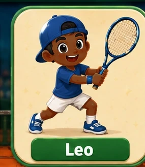 Leo, a tennis player in blue