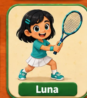 Luna, a tennis player in teal
