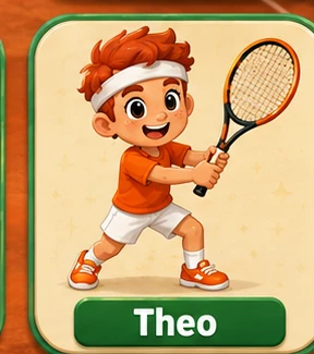 Theo, a tennis player in orange